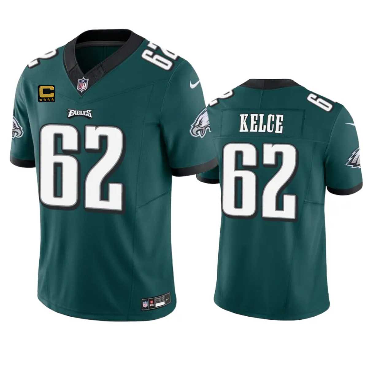 Men & Women & Youth Philadelphia Eagles #62 Jason Kelce Green 2023 F.U.S.E. With 4-Star C Patch Vapor Untouchable Limited Jersey->philadelphia eagles->NFL Jersey